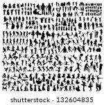 big set of people silhouettes | Shutterstock .eps vector #132604835