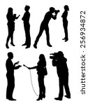 interview silhouettes | Shutterstock .eps vector #256934872