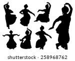 indian dancers silhouettes | Shutterstock .eps vector #258968762