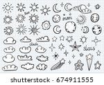 weather symbols | Shutterstock .eps vector #674911555