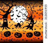 halloween decorative pattern... | Shutterstock .eps vector #313051955