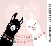 Llama Alpaca. Pair Of Loving...