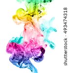 Small photo of Multicolored jetstream ink in water on a white background