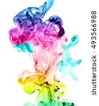 Small photo of Multicolored jetstream ink in water on a white background