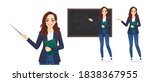 female young teacher in casual... | Shutterstock .eps vector #1838367955