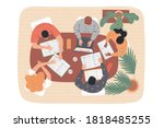 group of students at the table... | Shutterstock .eps vector #1818485255
