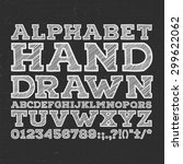 chalk sketched striped alphabet ... | Shutterstock .eps vector #299622062
