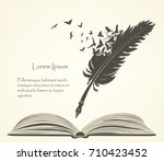 Writing Old Feather With Flying ...
