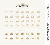 Set Of Crown Line And Bold Icons
