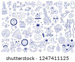 space doodle set | Shutterstock .eps vector #1247411125