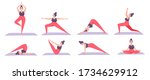 woman practicing yoga. yoga... | Shutterstock .eps vector #1734629912