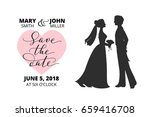 save the date card.  bride and... | Shutterstock .eps vector #659416708