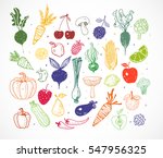 colored doodle fruits and... | Shutterstock .eps vector #547956325