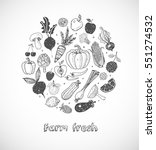 card with doodle fruits and... | Shutterstock .eps vector #551274532