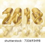 happy new 2018 year golden card ... | Shutterstock .eps vector #733693498