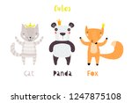 panda  cat and fox characters... | Shutterstock .eps vector #1247875108