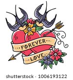 tattoo art. tattoo two hearts... | Shutterstock .eps vector #1006193122