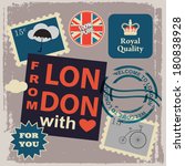 set of london labels with stamps | Shutterstock .eps vector #180838928