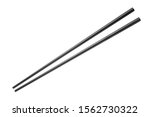 Metal black chopsticks isolated on white background