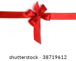   red holiday bow on white... | Shutterstock . vector #38719612