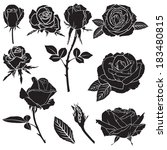 set of silhouette image rose... | Shutterstock . vector #183480815