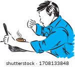 angry man with laptop computer... | Shutterstock .eps vector #1708133848