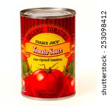 Small photo of TWINSBURG, OH, USA - FEBRUARY 7, 2015: A can of Trader Joe's Organic Tomato Sauce. Trader Joe's is headquartered in Monrovia, California, and has stores in over 39 states.