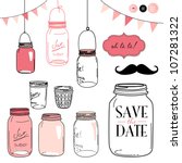 glass jars  frames and cute... | Shutterstock .eps vector #107281322
