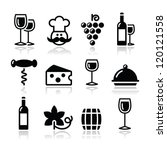 Wine Icons Set   Glass  Bottle  ...
