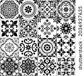 portuguese and spanish azulejo... | Shutterstock .eps vector #2036937635