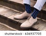 men elegant shoes with blue socks