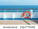 Ship Deck  Buoy And Blue Ocean. ...