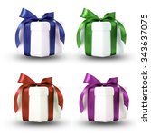 set of festive boxes with multi ... | Shutterstock . vector #343637075