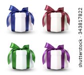 set gift box with ribbon  | Shutterstock . vector #343817822