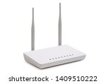 White wireless internet router isolated on white background