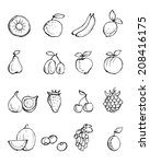 hand  painted fruit icons | Shutterstock .eps vector #208416175