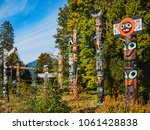 Colorful indian totems in stanley park vancouver canada