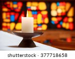 Burning Candle In A Church With ...
