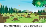 a tree in the felled forest... | Shutterstock .eps vector #2131043678