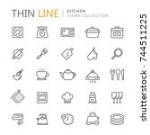collection of kitchen thin line ... | Shutterstock .eps vector #744511225