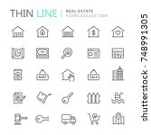 collection of real estate thin... | Shutterstock .eps vector #748991305