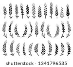 set of black hand drawn wheat... | Shutterstock .eps vector #1341796535