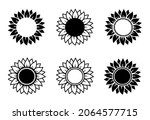 hand drawn sunflower set of... | Shutterstock . vector #2064577715