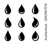 black abstract liquid drop... | Shutterstock .eps vector #2092987978