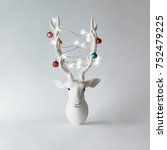 White Christmas Reindeer Head...