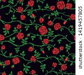 Red Rose Floral Seamless...