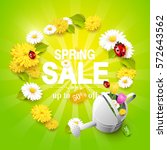 spring sale flyer   flowers ... | Shutterstock .eps vector #572643562