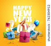 happy new year 2018   flyer... | Shutterstock .eps vector #762304912