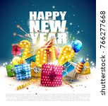 happy new year 2018   flyer... | Shutterstock .eps vector #766277668