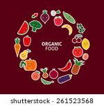 card with fruit and vegetables. ... | Shutterstock .eps vector #261523568